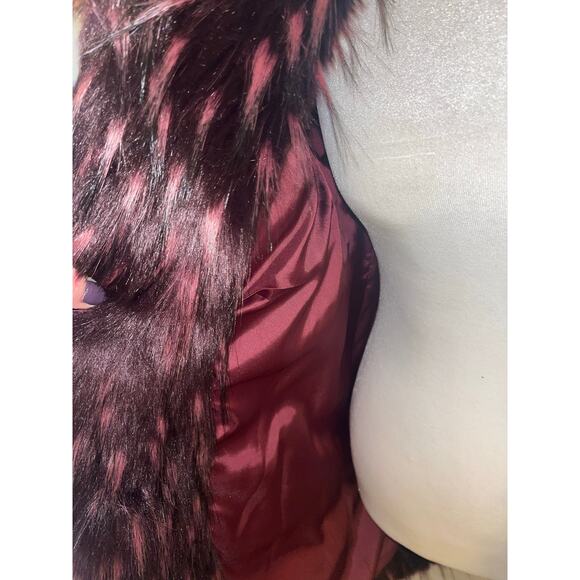 KAREN MILLEN Feather Tip Faux Fur Coat Purple Sz 6 Warm and Soft - Picture 6 of 12